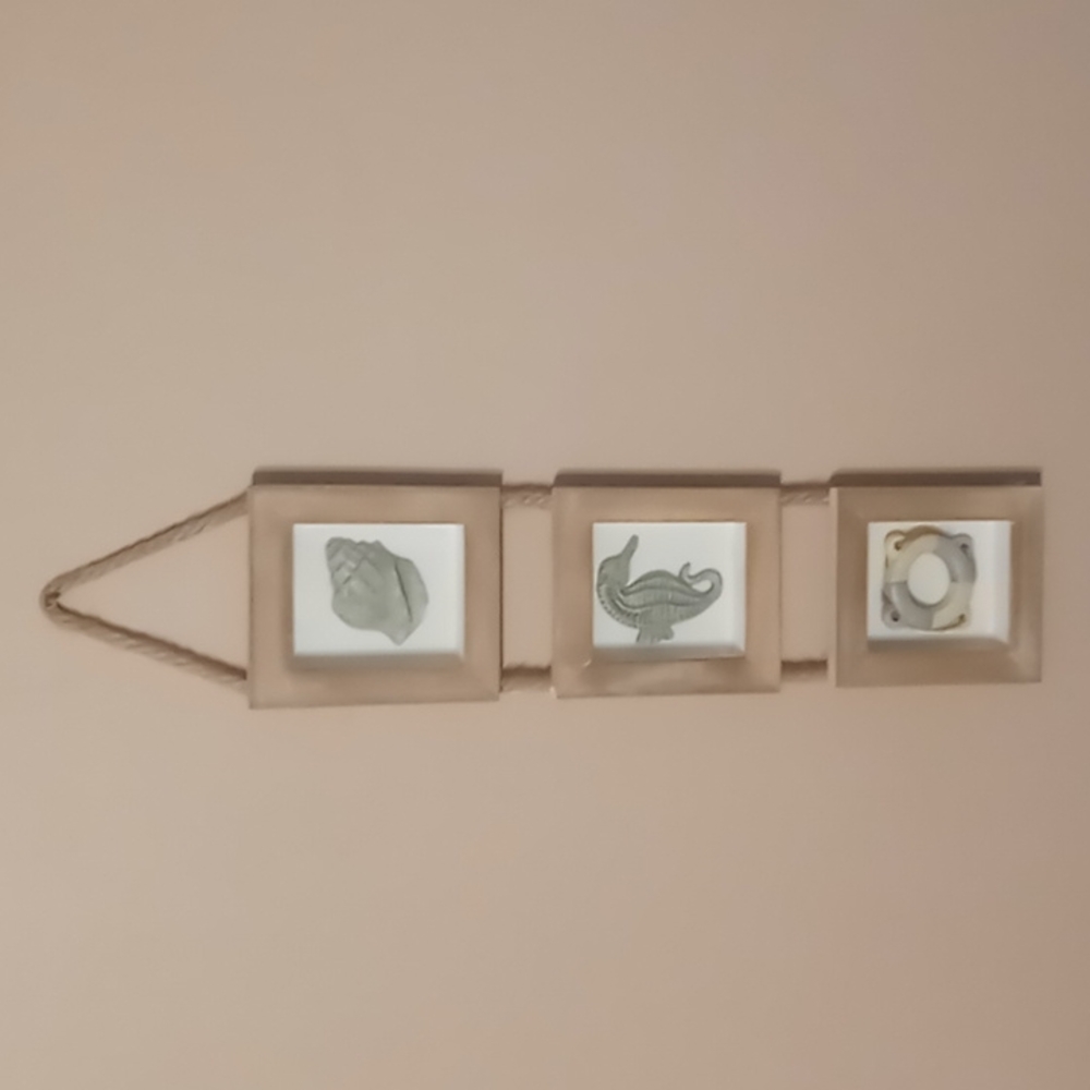 Nautical trio wooden framed  hanging plaques